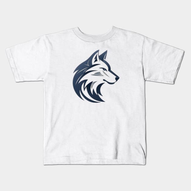 Frost Moon Wolf Shadow Kids T-Shirt by 2088DesignLab